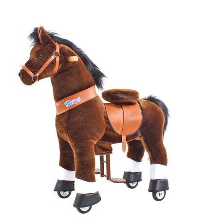Toddlers Chocolate Indoor/Outdoor Ride-On Pony with Cushioned Seat, Anti-Slip Wheels (Ages 3–4)