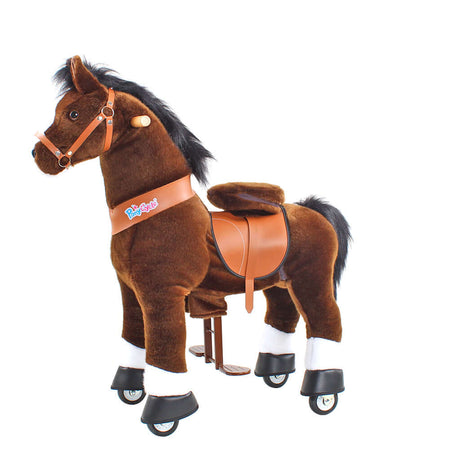 Toddlers Chocolate Indoor/Outdoor Ride-On Pony with Cushioned Seat, Anti-Slip Wheels (Ages 3–4)