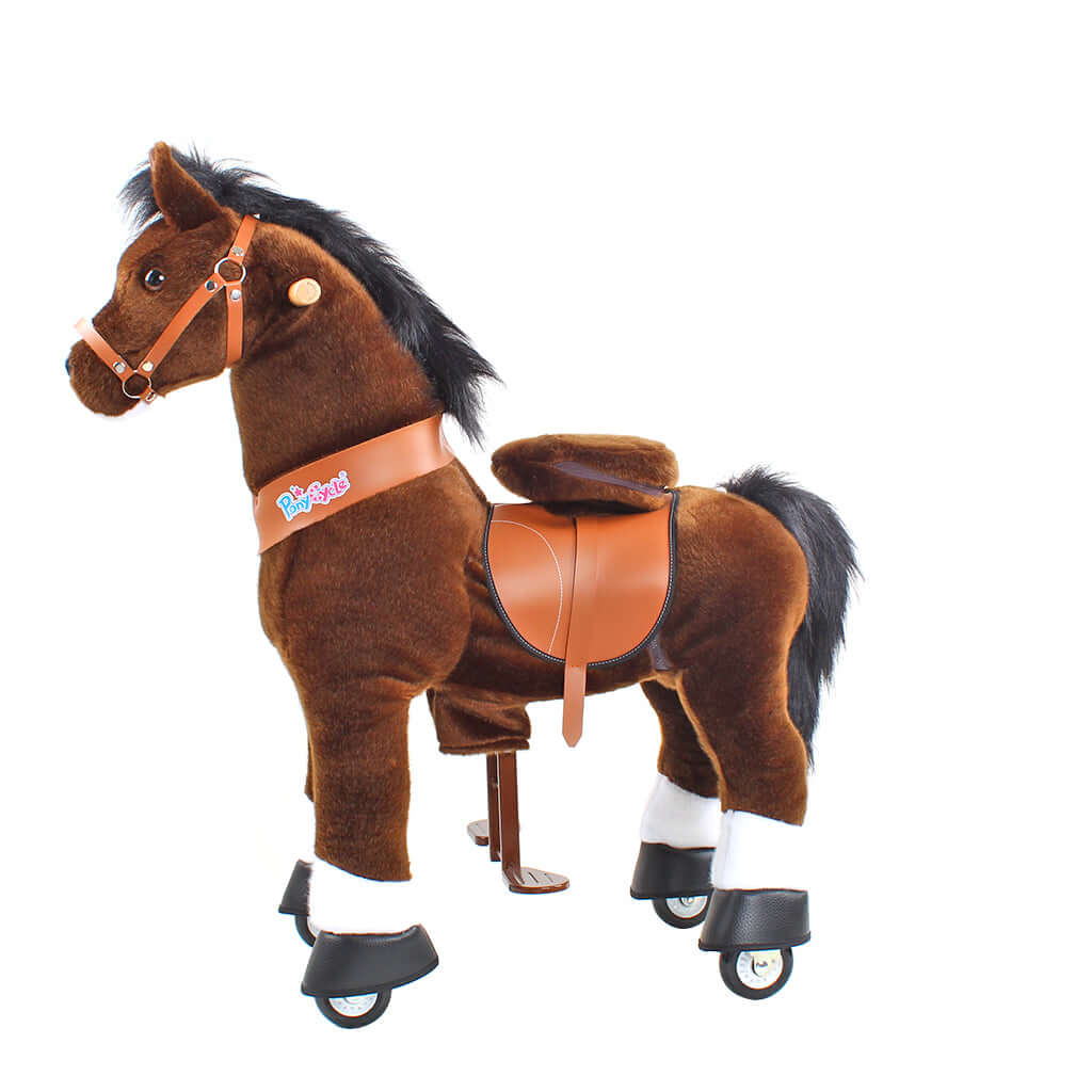 Toddlers Chocolate Indoor/Outdoor Ride-On Pony with Cushioned Seat, Anti-Slip Wheels (Ages 3–4)