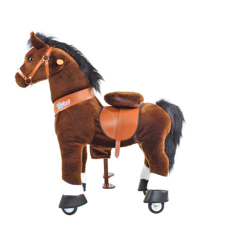 Toddlers Chocolate Indoor/Outdoor Ride-On Pony with Cushioned Seat, Anti-Slip Wheels (Ages 3–4)