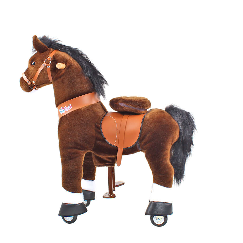 Toddlers Chocolate Indoor/Outdoor Ride-On Pony with Cushioned Seat, Anti-Slip Wheels (Ages 3–4)