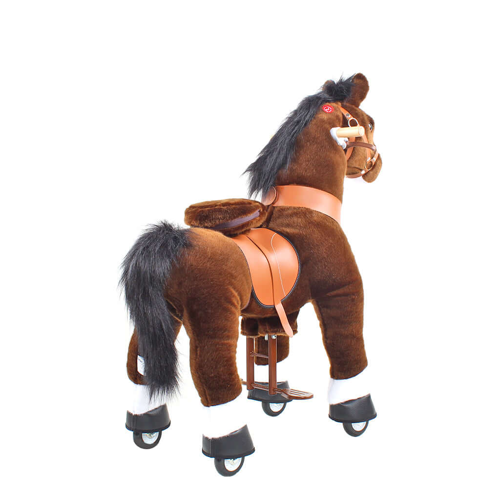 Toddlers Chocolate Indoor/Outdoor Ride-On Pony with Cushioned Seat, Anti-Slip Wheels (Ages 3–4)