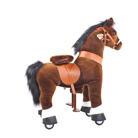 Toddlers Chocolate Indoor/Outdoor Ride-On Pony with Cushioned Seat, Anti-Slip Wheels (Ages 3–4)
