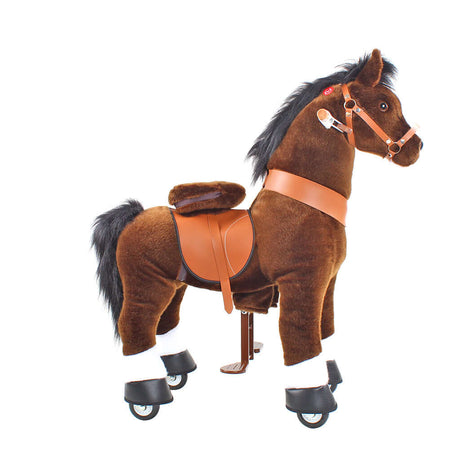 Toddlers Chocolate Indoor/Outdoor Ride-On Pony with Cushioned Seat, Anti-Slip Wheels (Ages 3–4)