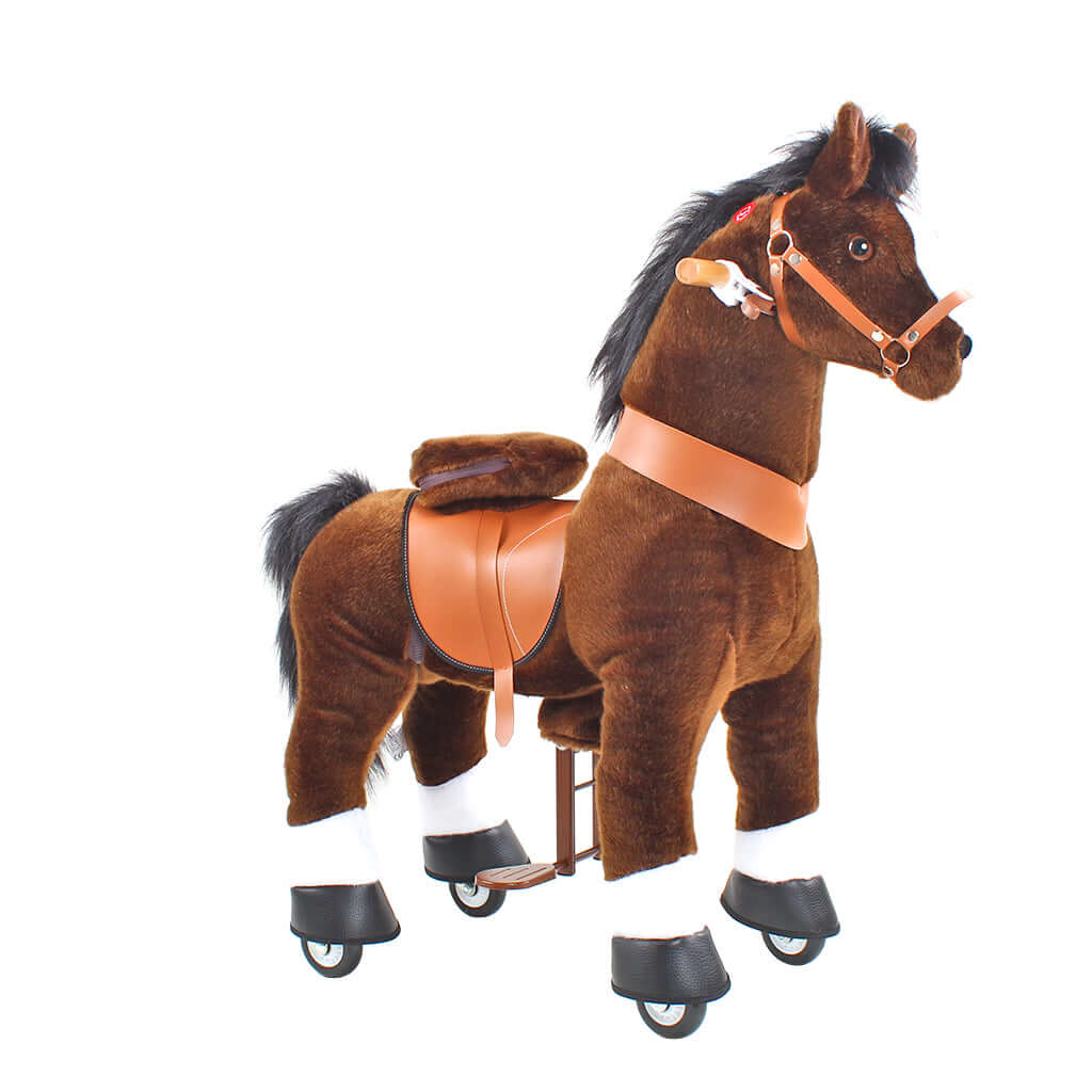 Toddlers Chocolate Indoor/Outdoor Ride-On Pony with Cushioned Seat, Anti-Slip Wheels (Ages 3–4)