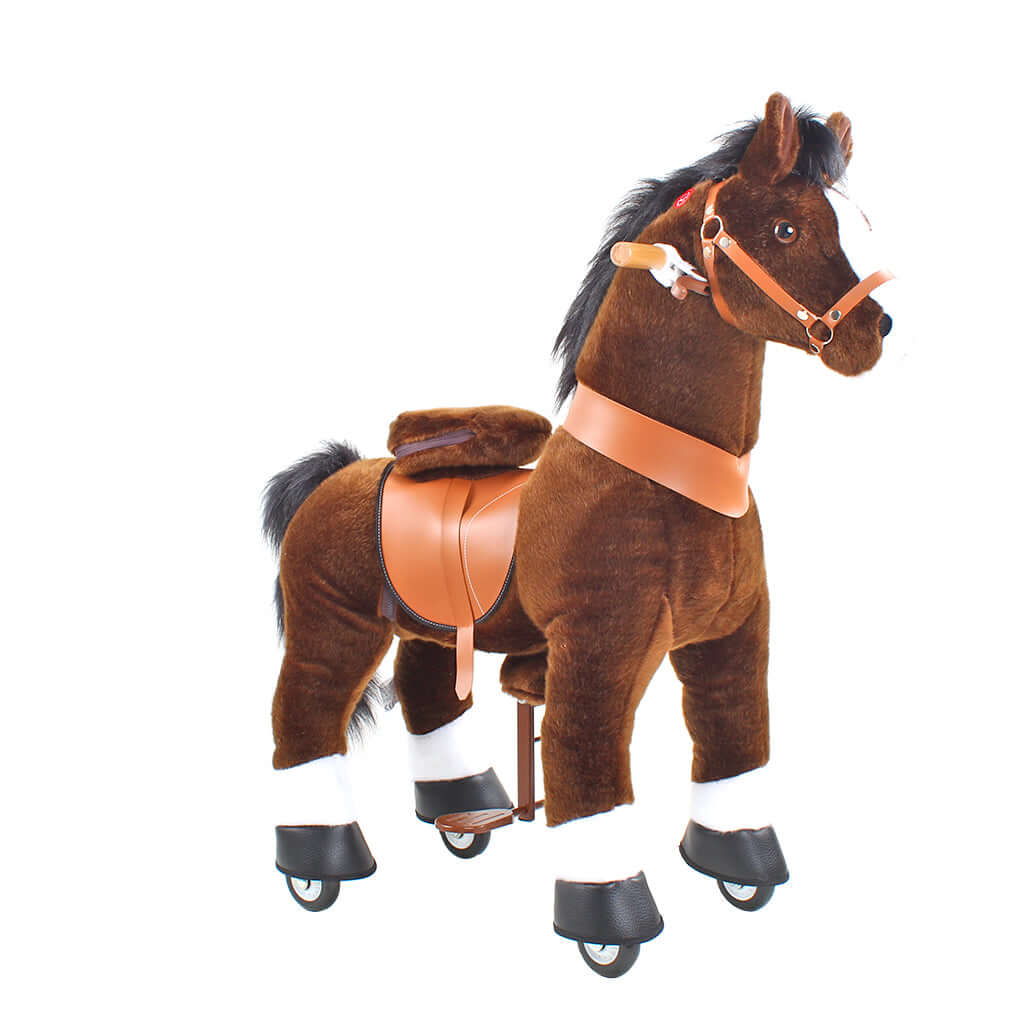 Toddlers Chocolate Indoor/Outdoor Ride-On Pony with Cushioned Seat, Anti-Slip Wheels (Ages 3–4)