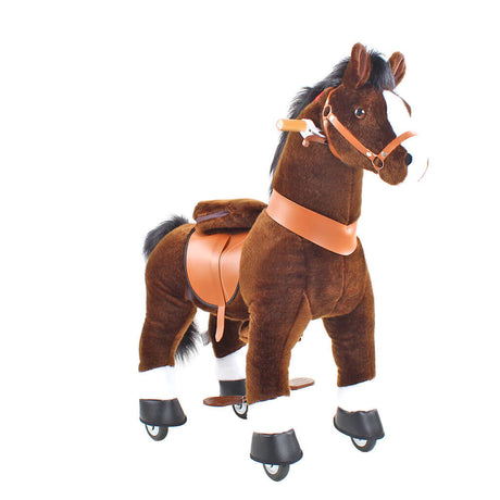 Toddlers Chocolate Indoor/Outdoor Ride-On Pony with Cushioned Seat, Anti-Slip Wheels (Ages 3–4)