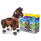 Toddlers Chocolate Indoor/Outdoor Ride-On Pony with Cushioned Seat, Anti-Slip Wheels (Ages 3–4)