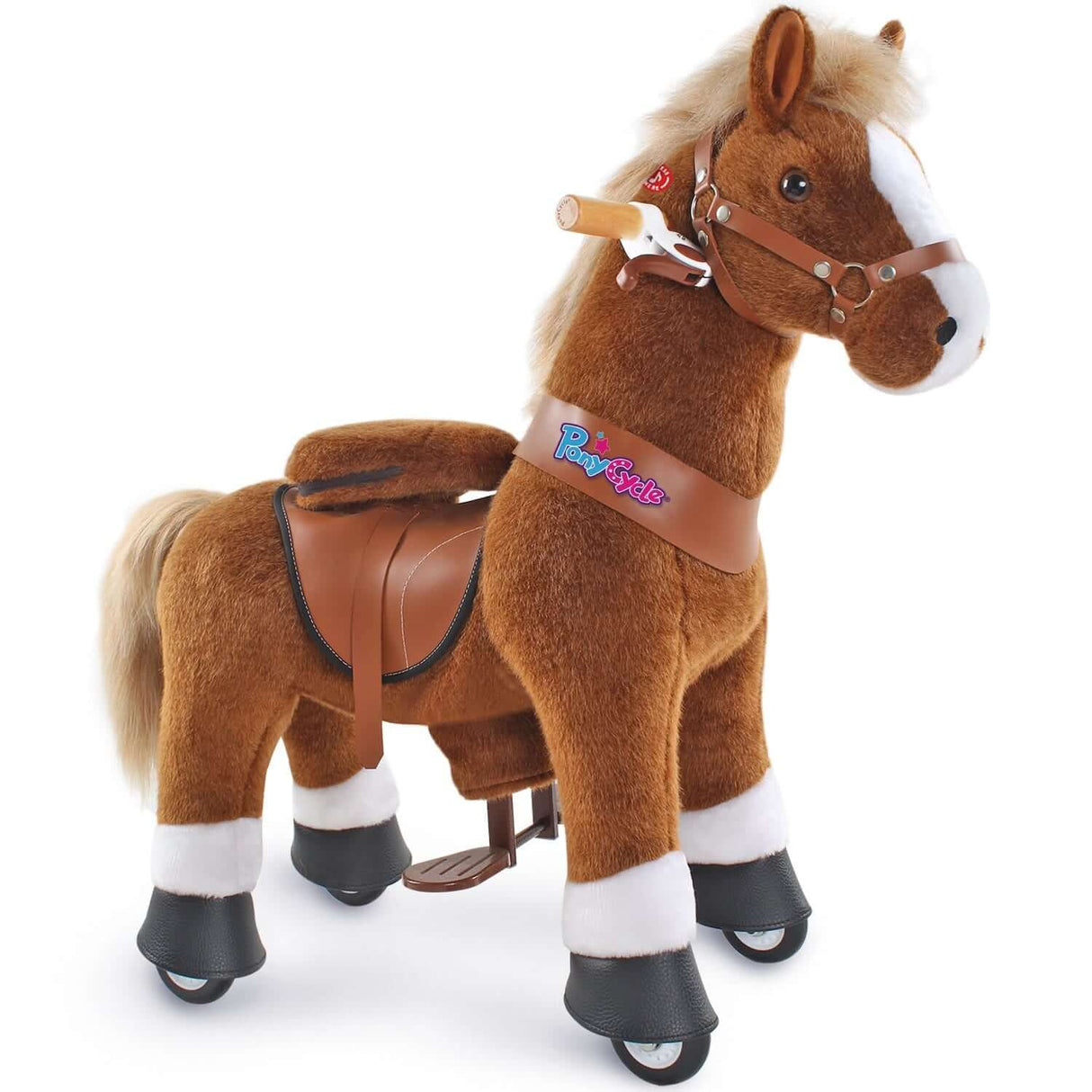 Toddlers Brown Indoor/Outdoor Ride-On Pony with Cushioned Seat, Anti-Slip Wheels (Ages 3–4)
