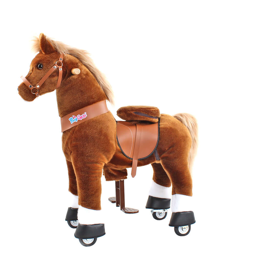 Toddlers Brown Indoor/Outdoor Ride-On Pony with Cushioned Seat, Anti-Slip Wheels (Ages 3–4)