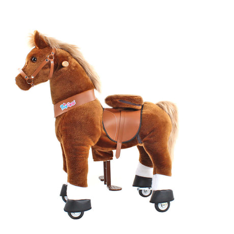 Toddlers Brown Indoor/Outdoor Ride-On Pony with Cushioned Seat, Anti-Slip Wheels (Ages 3–4)
