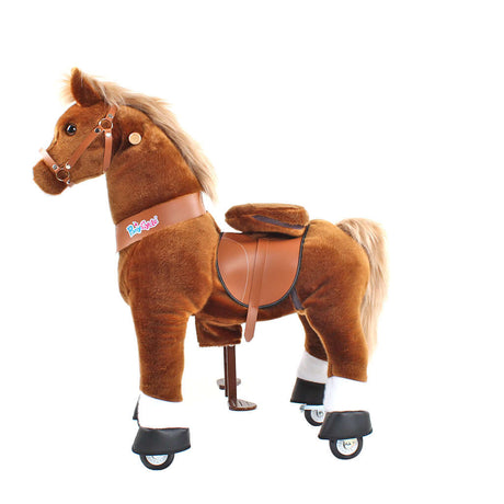 Toddlers Brown Indoor/Outdoor Ride-On Pony with Cushioned Seat, Anti-Slip Wheels (Ages 3–4)