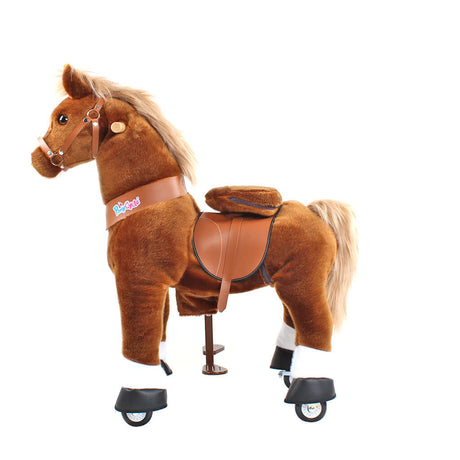 Toddlers Brown Indoor/Outdoor Ride-On Pony with Cushioned Seat, Anti-Slip Wheels (Ages 3–4)