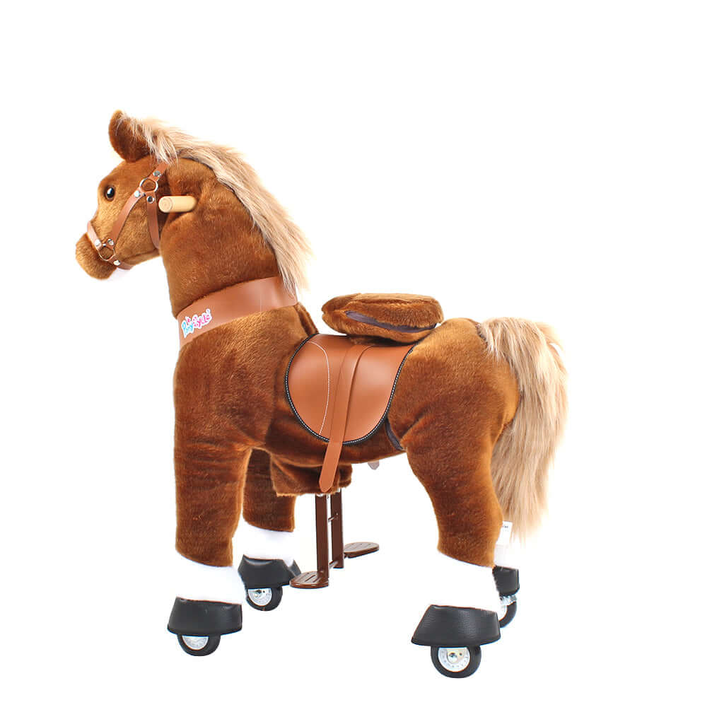 Toddlers Brown Indoor/Outdoor Ride-On Pony with Cushioned Seat, Anti-Slip Wheels (Ages 3–4)