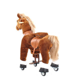 Toddlers Brown Indoor/Outdoor Ride-On Pony with Cushioned Seat, Anti-Slip Wheels (Ages 3–4)