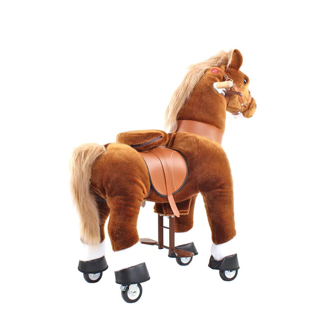 Toddlers Brown Indoor/Outdoor Ride-On Pony with Cushioned Seat, Anti-Slip Wheels (Ages 3–4)
