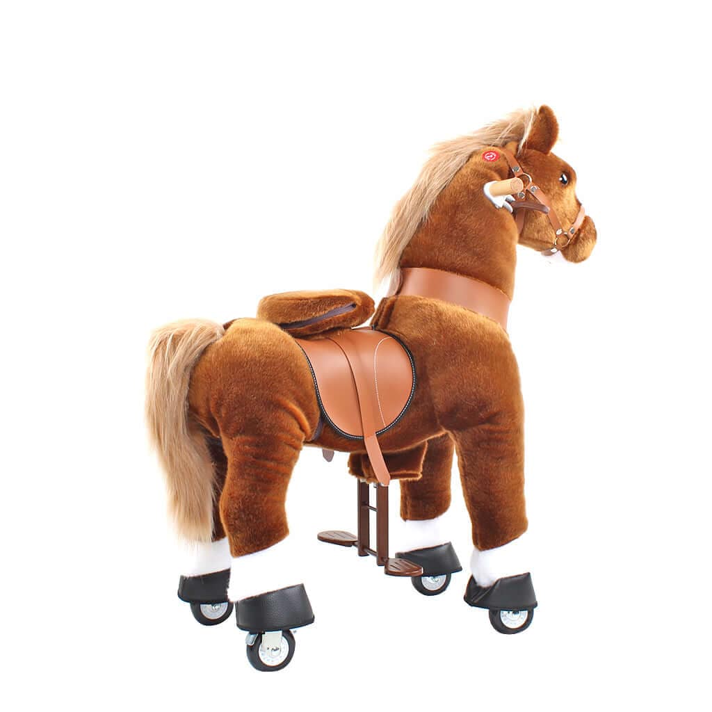 Toddlers Brown Indoor/Outdoor Ride-On Pony with Cushioned Seat, Anti-Slip Wheels (Ages 3–4)