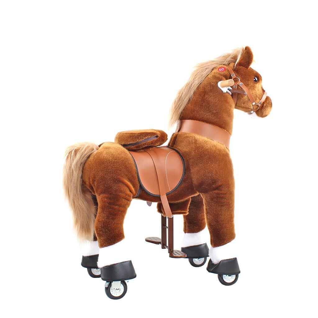 Toddlers Brown Indoor/Outdoor Ride-On Pony with Cushioned Seat, Anti-Slip Wheels (Ages 3–4)
