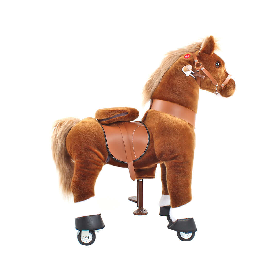 Toddlers Brown Indoor/Outdoor Ride-On Pony with Cushioned Seat, Anti-Slip Wheels (Ages 3–4)