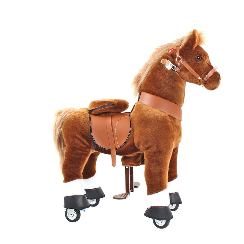 Toddlers Brown Indoor/Outdoor Ride-On Pony with Cushioned Seat, Anti-Slip Wheels (Ages 3–4)