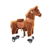 Toddlers Brown Indoor/Outdoor Ride-On Pony with Cushioned Seat, Anti-Slip Wheels (Ages 3–4)
