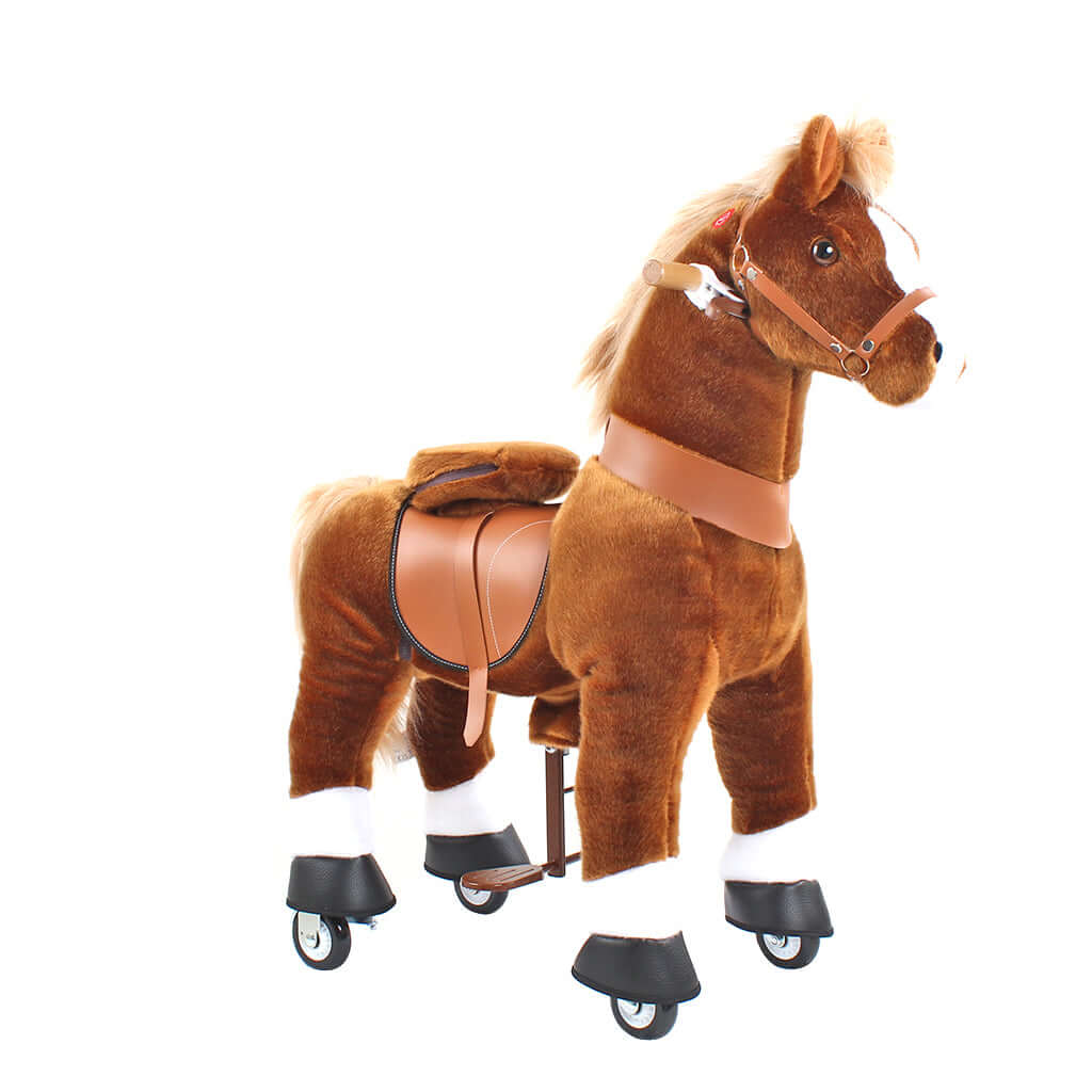 Toddlers Brown Indoor/Outdoor Ride-On Pony with Cushioned Seat, Anti-Slip Wheels (Ages 3–4)
