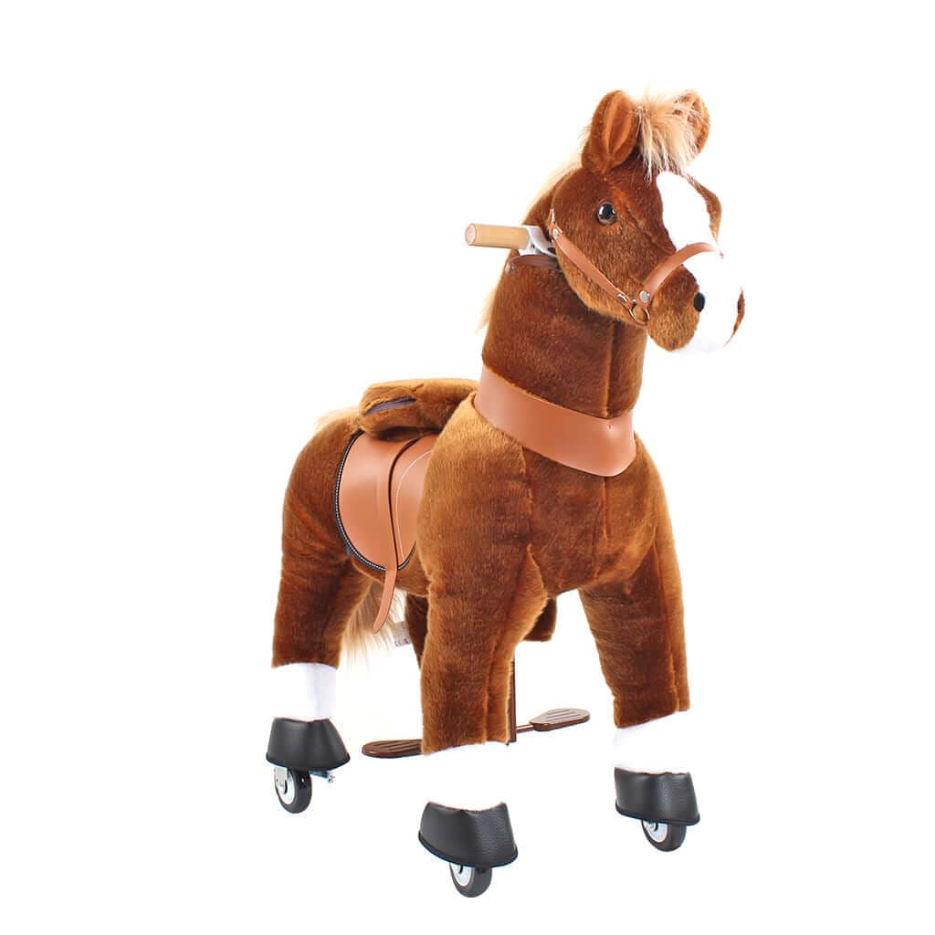 Toddlers Brown Indoor/Outdoor Ride-On Pony with Cushioned Seat, Anti-Slip Wheels (Ages 3–4)