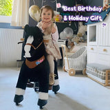 Toddlers Black Indoor/Outdoor Ride-On Pony with Cushioned Seat, Anti-Slip Wheels (Ages 3–4)