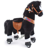 Toddlers Black Indoor/Outdoor Ride-On Pony with Cushioned Seat, Anti-Slip Wheels (Ages 3–4)