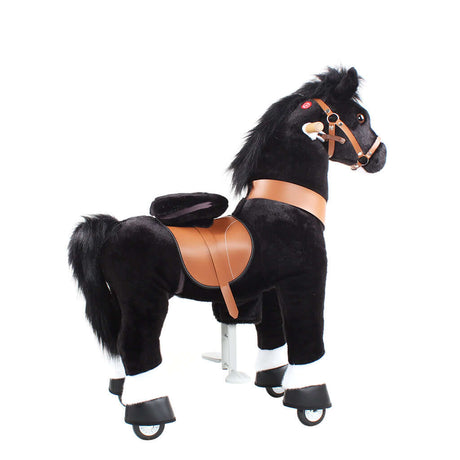 Toddlers Black Indoor/Outdoor Ride-On Pony with Cushioned Seat, Anti-Slip Wheels (Ages 3–4)