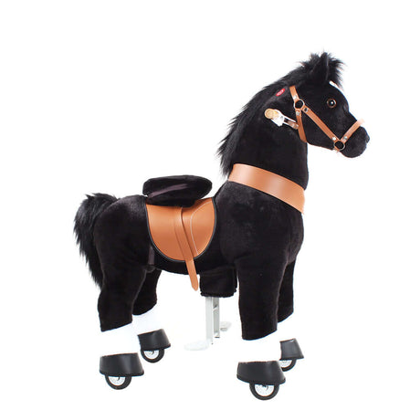 Toddlers Black Indoor/Outdoor Ride-On Pony with Cushioned Seat, Anti-Slip Wheels (Ages 3–4)