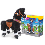 Toddlers Black Indoor/Outdoor Ride-On Pony with Cushioned Seat, Anti-Slip Wheels (Ages 3–4)