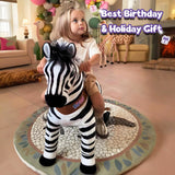 Toddlers Indoor/Outdoor Ride-On Zebra with Cushioned Seat, Anti-Slip Wheels (Ages 3–4)