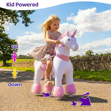 Toddlers Pink Indoor/Outdoor Ride-On Unicorn with Cushioned Seat, Anti-Slip Wheels (Ages 4–7)