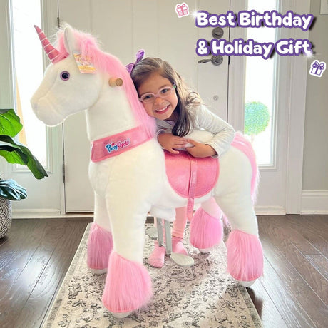 Toddlers Pink Indoor/Outdoor Ride-On Unicorn with Cushioned Seat, Anti-Slip Wheels (Ages 4–7)