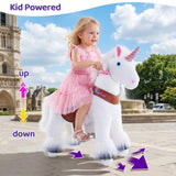 Toddlers White Indoor/Outdoor Ride-On Unicorn with Cushioned Seat, Anti-Slip Wheels (Ages 4–7)