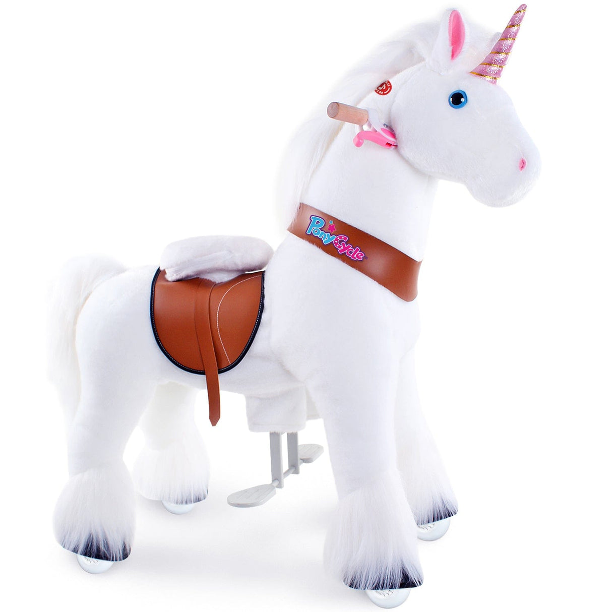 Toddlers White Indoor/Outdoor Ride-On Unicorn with Cushioned Seat, Anti-Slip Wheels (Ages 4–7)