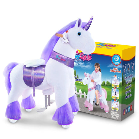 Toddlers Purple Indoor/Outdoor Ride-On Unicorn with Cushioned Seat, Anti-Slip Wheels (Ages 4–7)