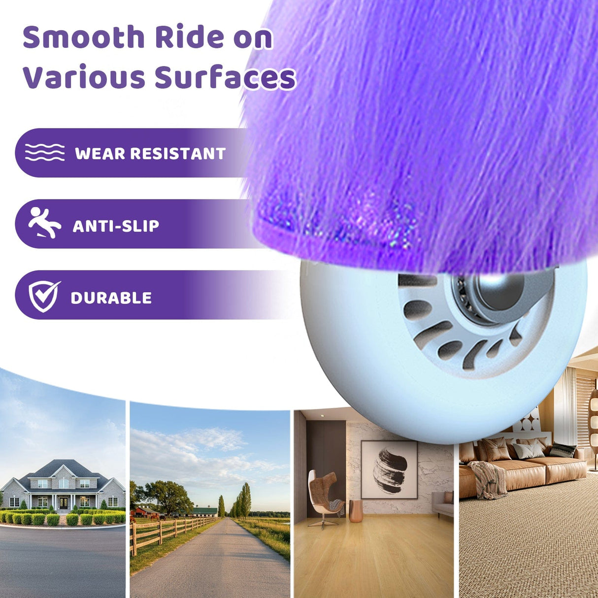 Toddlers Purple Indoor/Outdoor Ride-On Unicorn with Cushioned Seat, Anti-Slip Wheels (Ages 4–7)
