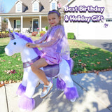 Toddlers Purple Indoor/Outdoor Ride-On Unicorn with Cushioned Seat, Anti-Slip Wheels (Ages 4–7)