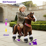 Toddlers Chocolate Indoor/Outdoor Ride-On Pony with Cushioned Seat, Anti-Slip Wheels (Ages 4–7)