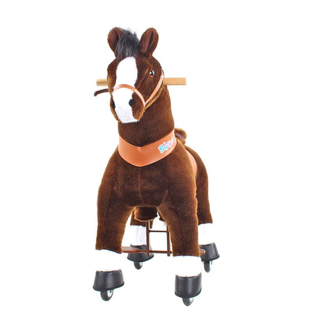 Toddlers Chocolate Indoor/Outdoor Ride-On Pony with Cushioned Seat, Anti-Slip Wheels (Ages 4–7)
