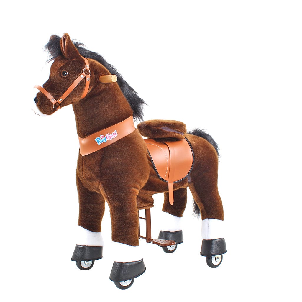 Toddlers Chocolate Indoor/Outdoor Ride-On Pony with Cushioned Seat, Anti-Slip Wheels (Ages 4–7)