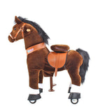 Toddlers Chocolate Indoor/Outdoor Ride-On Pony with Cushioned Seat, Anti-Slip Wheels (Ages 4–7)