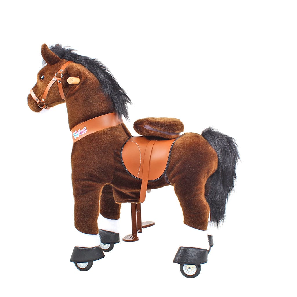 Toddlers Chocolate Indoor/Outdoor Ride-On Pony with Cushioned Seat, Anti-Slip Wheels (Ages 4–7)