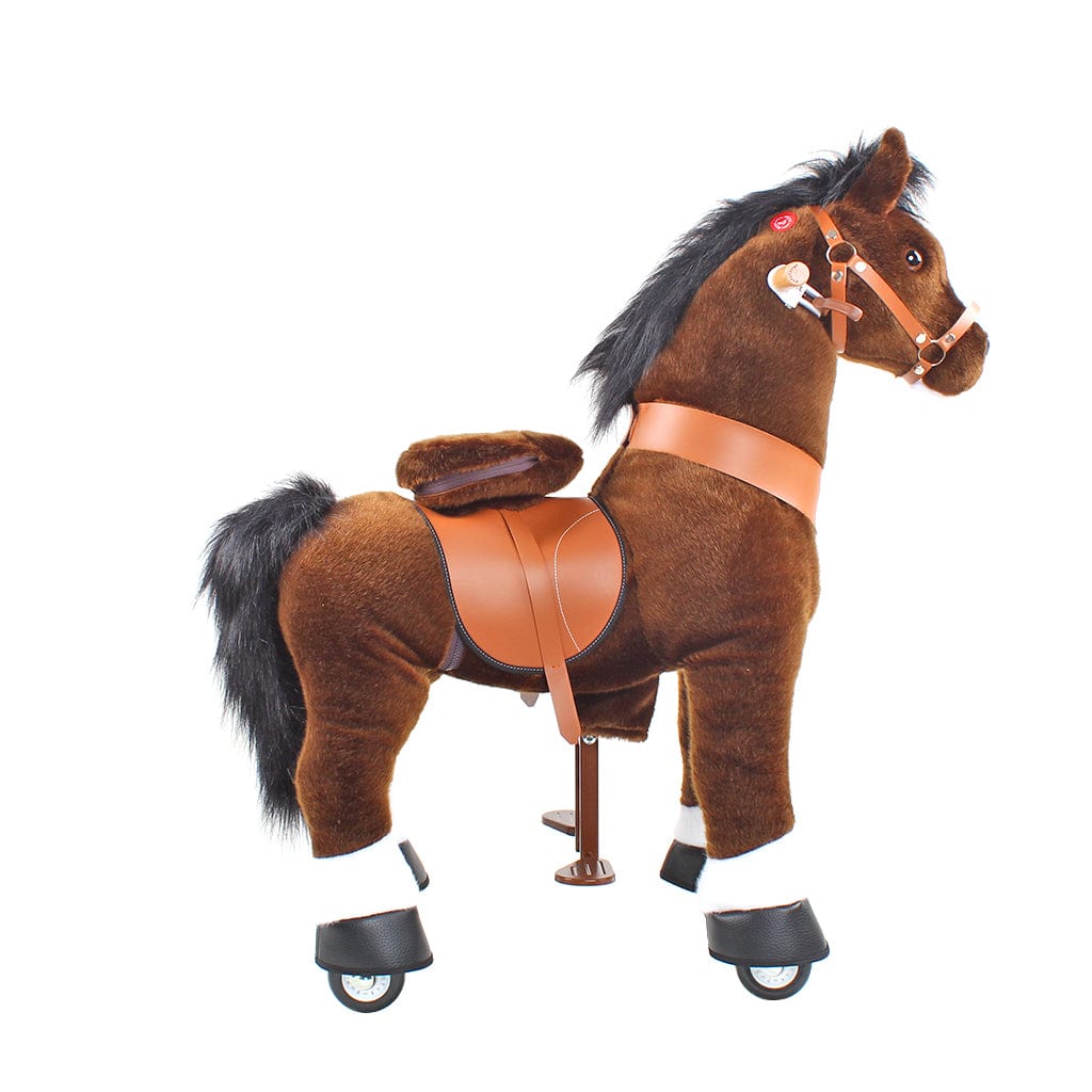 Toddlers Chocolate Indoor/Outdoor Ride-On Pony with Cushioned Seat, Anti-Slip Wheels (Ages 4–7)