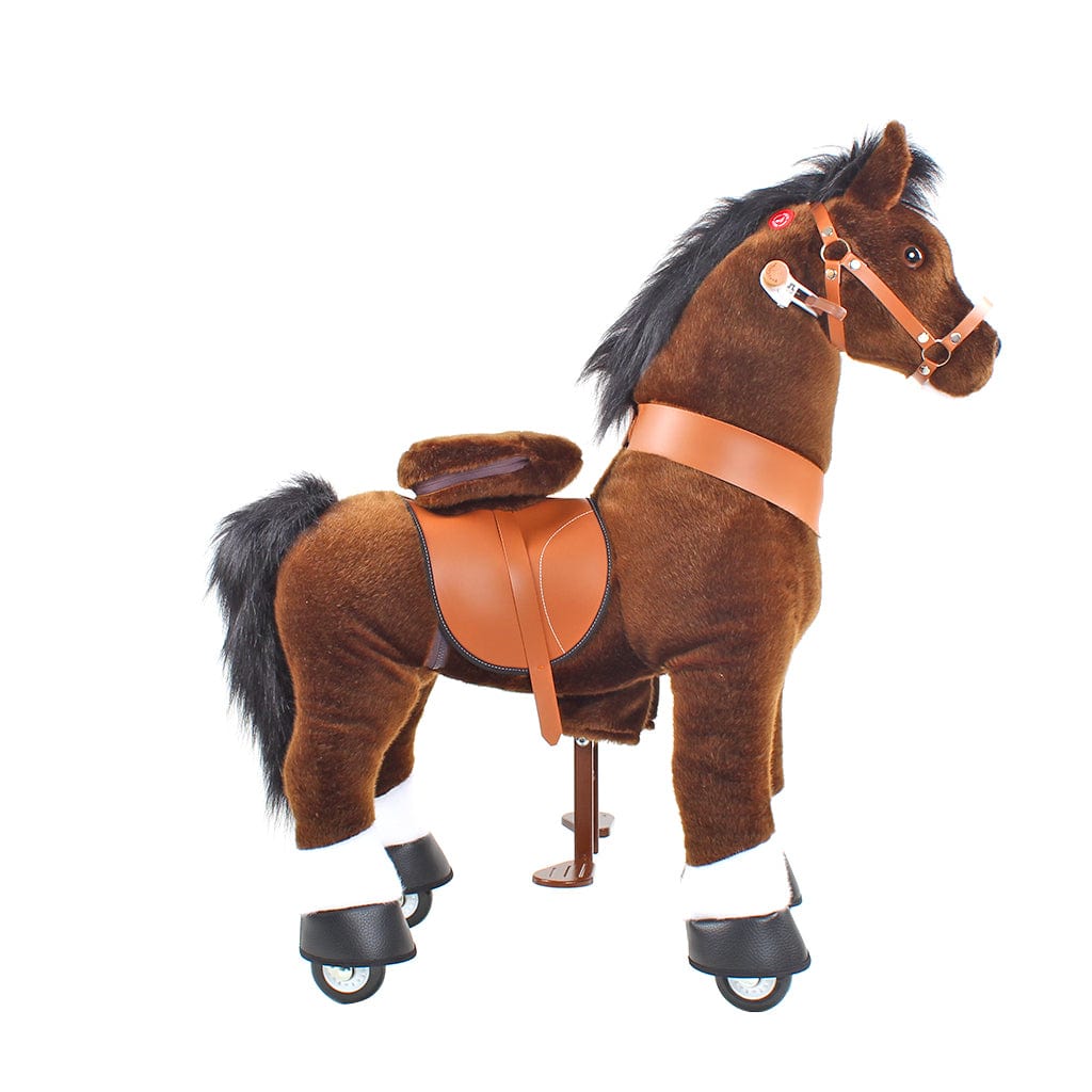 Toddlers Chocolate Indoor/Outdoor Ride-On Pony with Cushioned Seat, Anti-Slip Wheels (Ages 4–7)