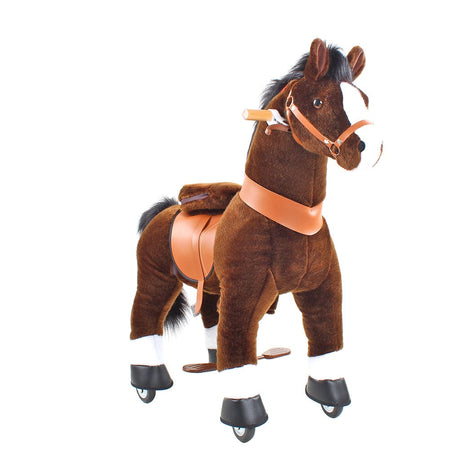 Toddlers Chocolate Indoor/Outdoor Ride-On Pony with Cushioned Seat, Anti-Slip Wheels (Ages 4–7)