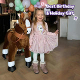 Toddlers Brown Indoor/Outdoor Ride-On Pony with Cushioned Seat, Anti-Slip Wheels (Ages 4–7)