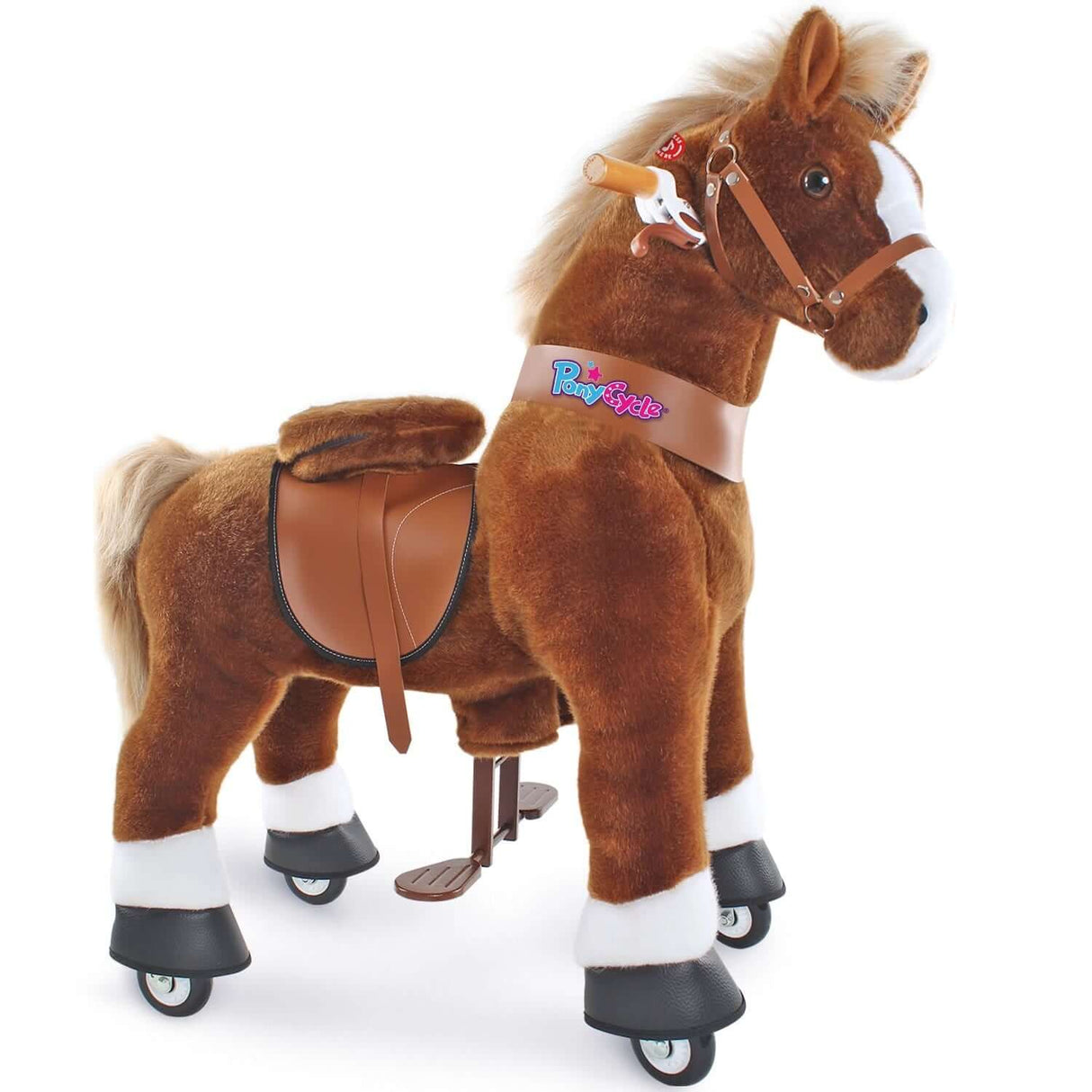 Toddlers Brown Indoor/Outdoor Ride-On Pony with Cushioned Seat, Anti-Slip Wheels (Ages 4–7)